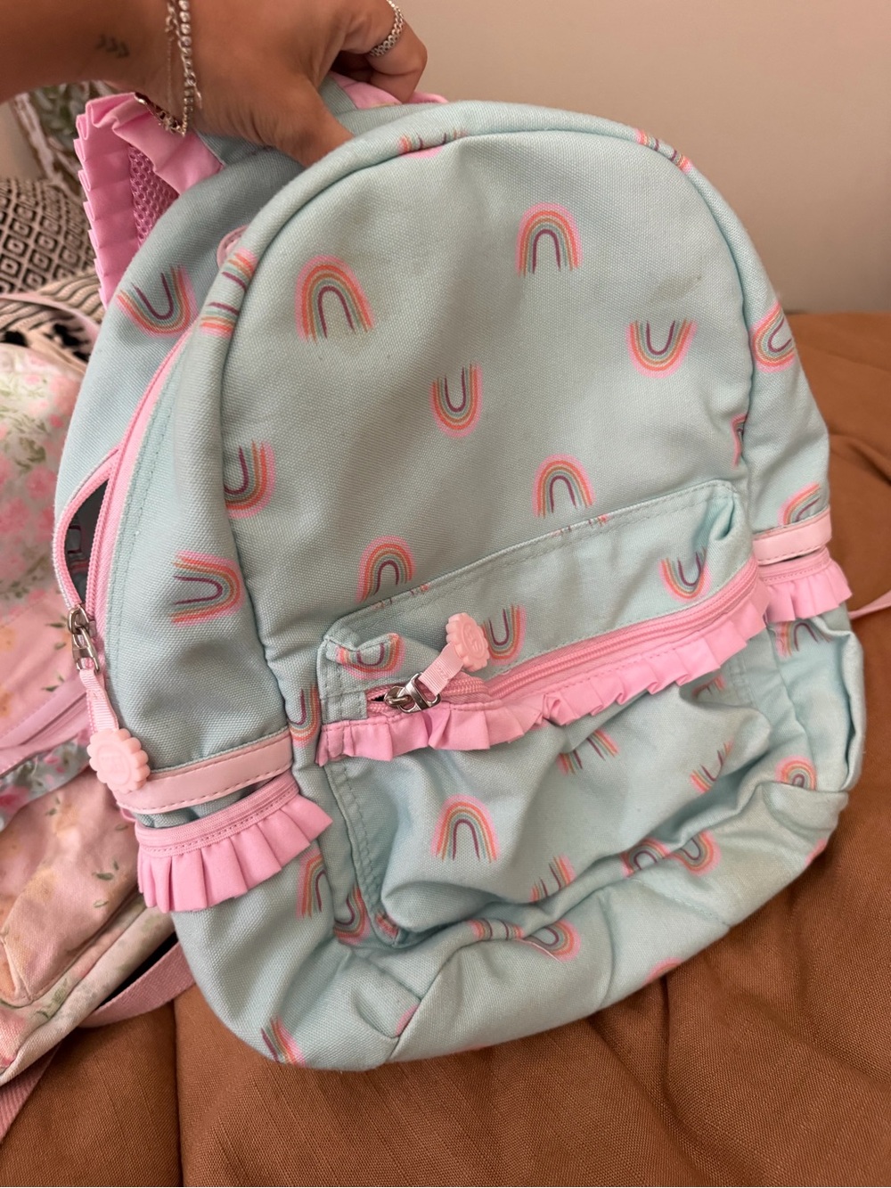 SweetHoney Mint Backpack with Pink Rainbow Accents